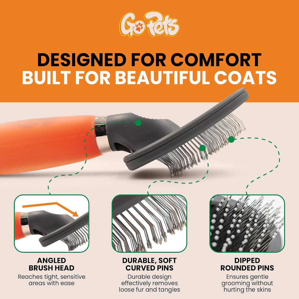 GoPets Double-Sided Pin & Bristle Brush - Small Pin Slicker Brush - image 3