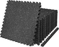 AIRHOP 0.79in Thick 24 Sq Ft Exercise Equipment Mats, 6 Tiles Upgraded Rubber Top with High Density EVA Foam, Large Interlocking Puzzle Gym Flooring for Home Gym, Heavy Weight Workout,Black & White