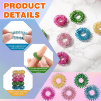 Tondiamo 100 Pack Spiky Sensory Acupressure Finger Rings - Vivid Colors - image 3