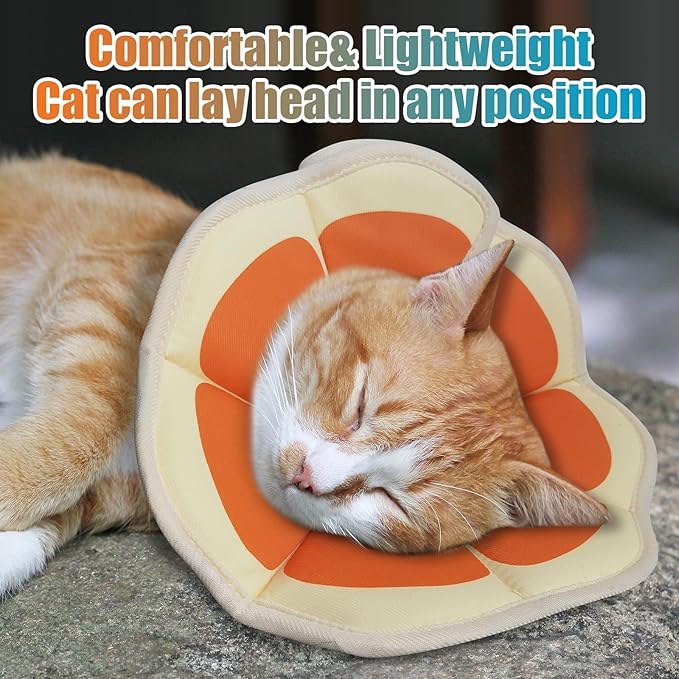 Cat Cone Collar Soft, Adjustable Cat Recovery Collar to Stop Licking After Surgery Protective E Collar for Cats Small Dogs, Orange S