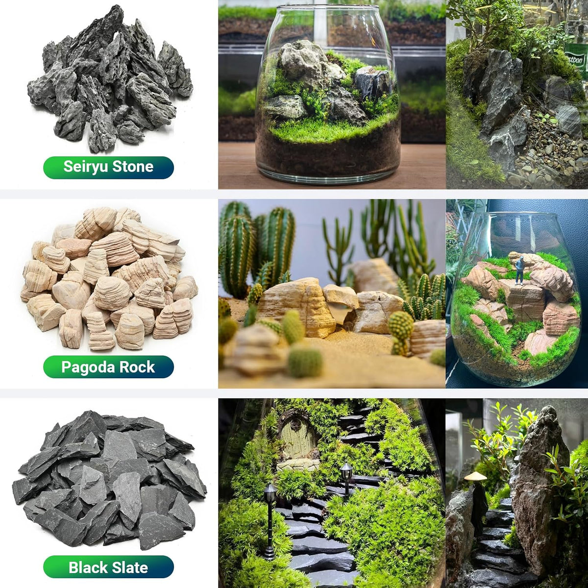 Natural Rocks Seiryu Stone 1-2.5 Inches Decorative Stones for Fairy - Slate Stone / 1lb(1-2.5Inch) - image 3