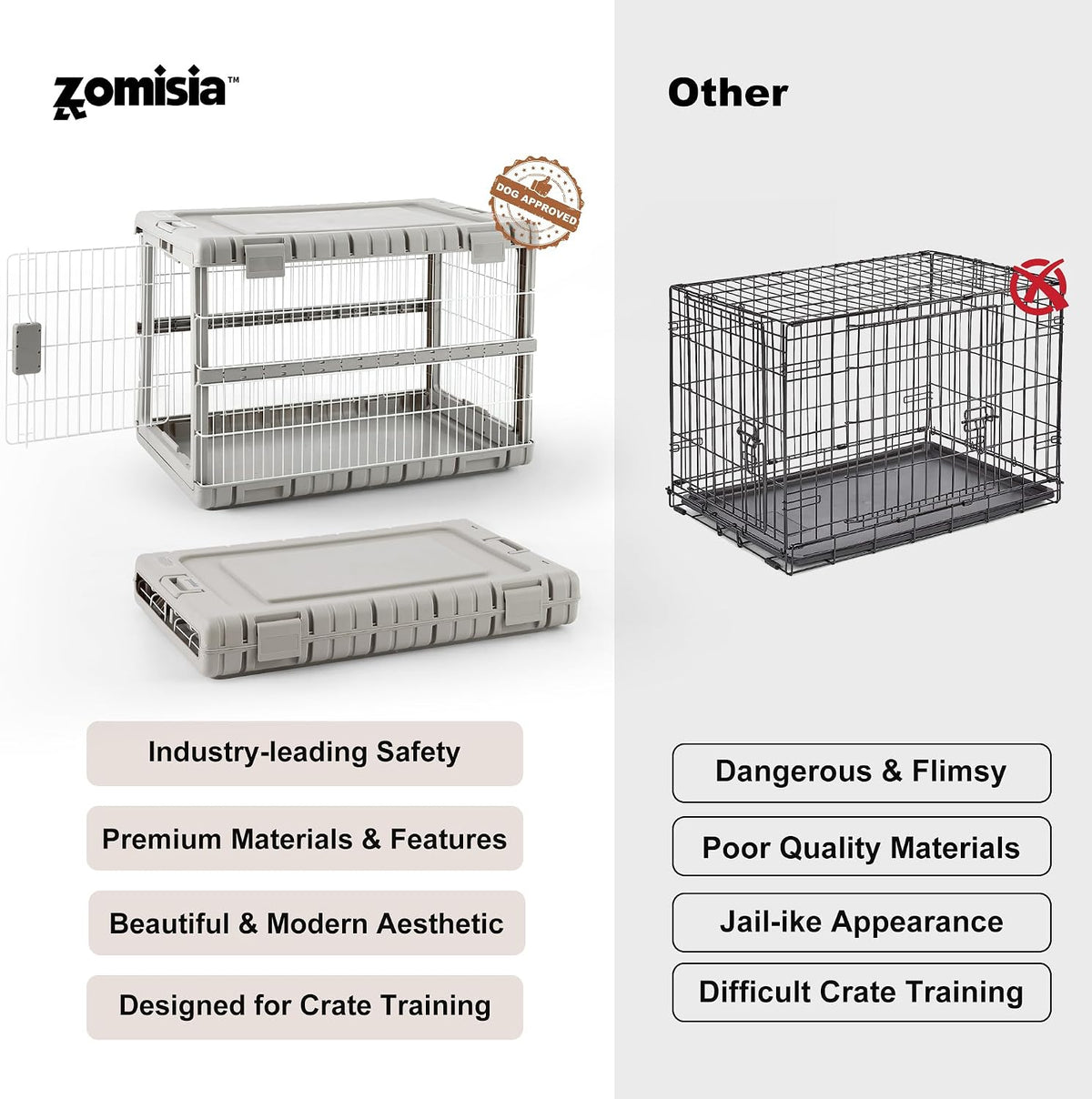 28" L Collapsible Dog Crate for Dogs - Beige / 27.95 x 18.9 x 21.65 in - image 4