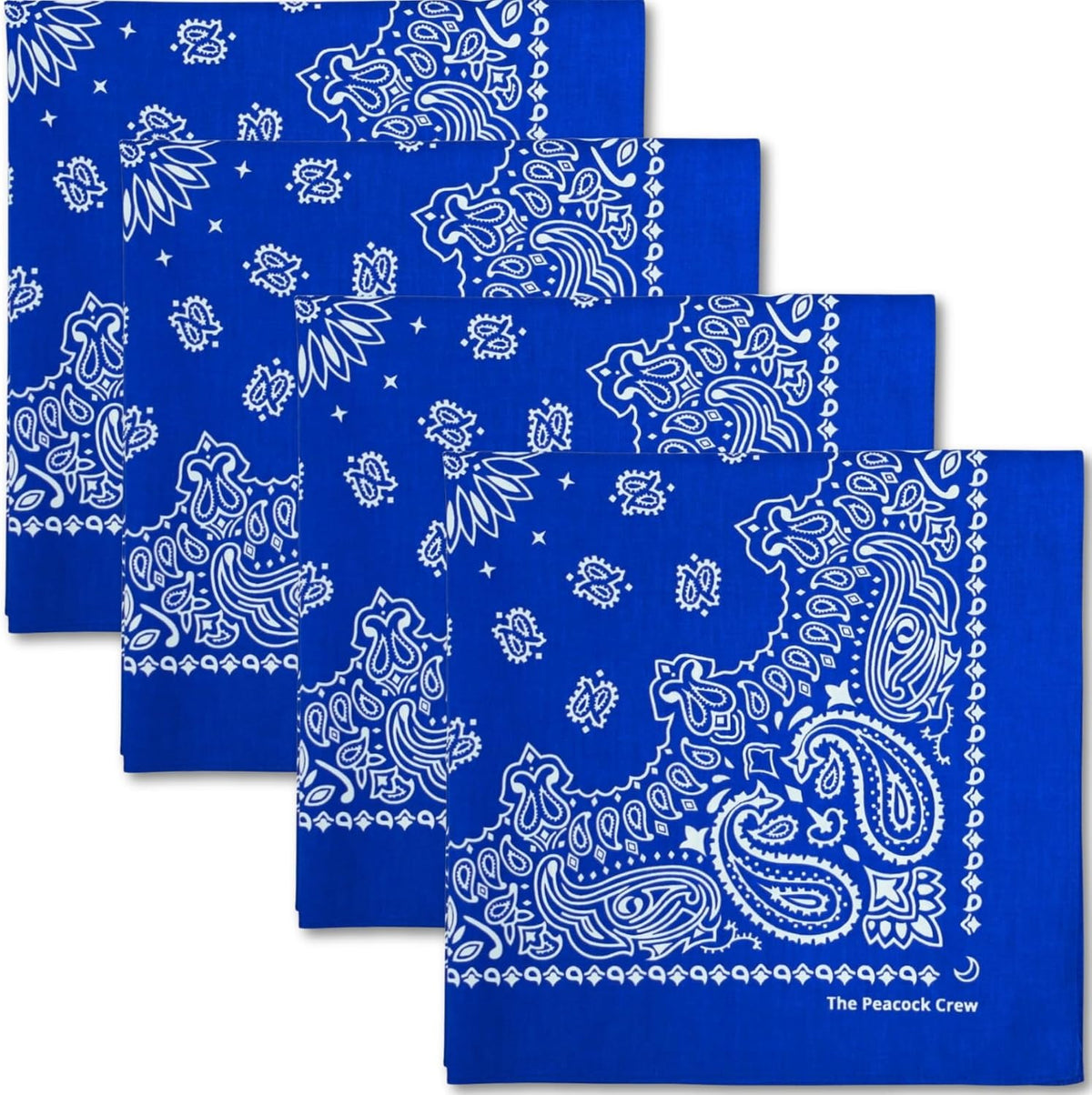 Premium Soft Cotton Bandanas Pack for Men and Women Paisley 22 x 22 - Pack of 4 Royal Blue