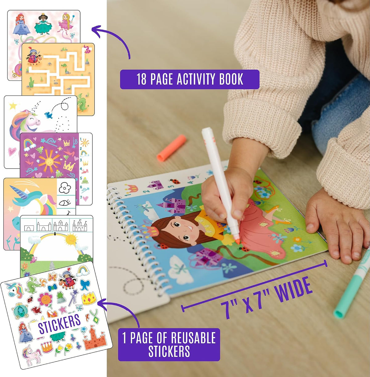 Totebook kids travel activity kit with tethered dry erase markers and ocean theme activity book - view 38