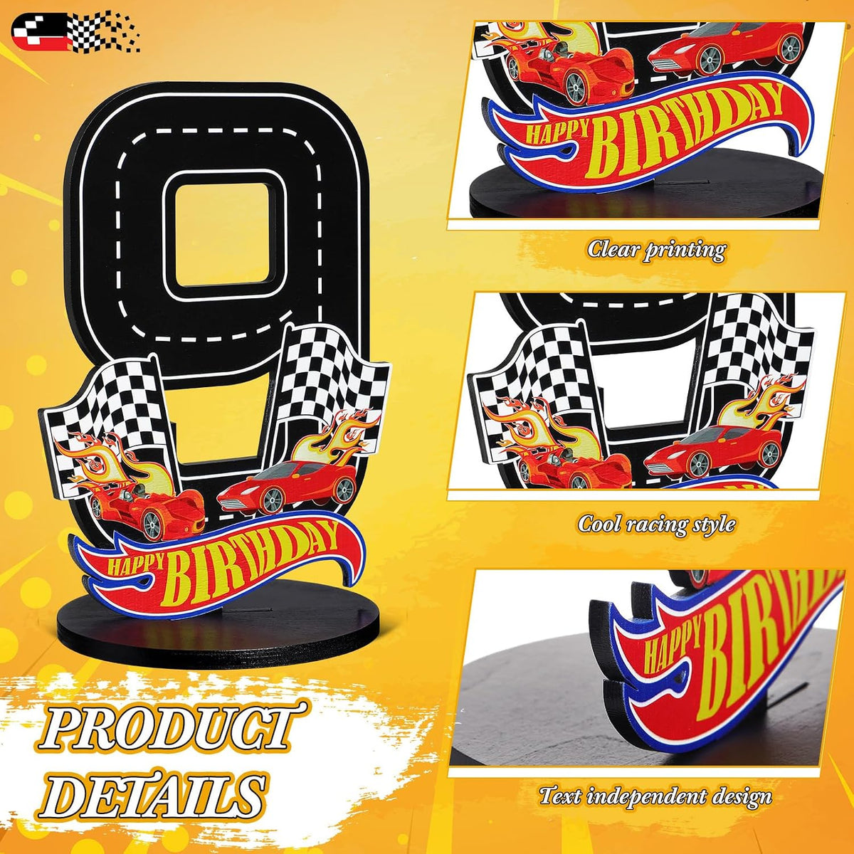 MiniInflat Race Car 5th Birthday Number Sign Centerpiece Race Car - 9th - image 3
