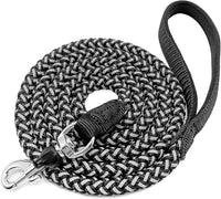 Reflective Dog Leash 2/3/4/6/10ft Braided 1/2" Strong Nylon Rope – Essentials for Dogs - 6ft * 1/2" / Black