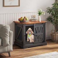 VOPEAK 27.5" Small Dog Crate Furniture, Chew Resistant Dog Crate for Puppy Dogs, Heavy Duty Small Dog Crate Dog Kennel Indoor with Double Doors, Wooden End Table for Bedroom Living Room, Black