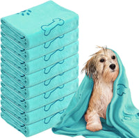 Peryiter 8 Pcs Dog Towels Pet Bath Drying Towels 55 x 28 Inches Large - Cyan