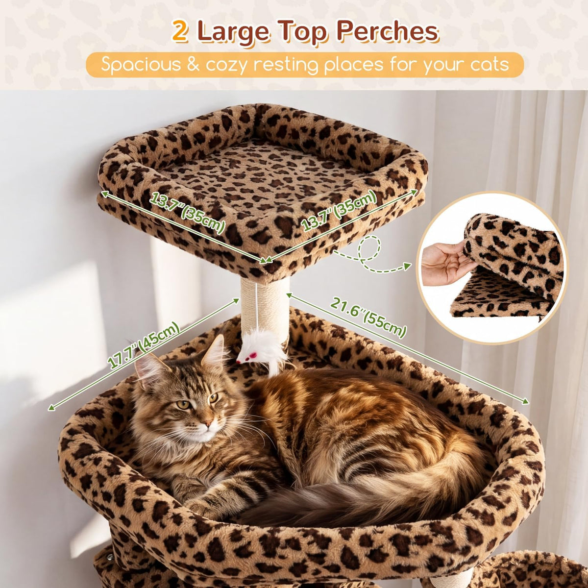 Globlazer 82in Extra Large Cat Tree Tower for Indoor Cats Large Adult - 82inch / Leopard Print - image 2