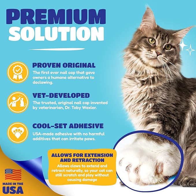 Soft Claws Cat Nail Caps for Medium Cats – (40 Caps, Green & Black) - Made in USA - Veterinarian-Developed | Protects Furniture & Skin - Easy to Apply, Long-Lasting Anti-Scratch Soft Cat Claw Covers