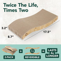 Reversible Wave Cat Scratcher for Indoor Cats - Oak / 2pcs - image 2