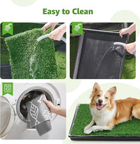 LOOBANI 47.6x29.2in Large Dog Litter Box with 2 Artificial Grass Patch + 2 Washable Pee Pads, Quickly Absorbency Portable Patio Potty for Balcony Apartment Use