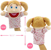 Family Hand Puppets,Puppets for Kids Role Paly Family Members 13.4 INCH Multi-Ethnic Puppets Plush - Big F-girl - image 2