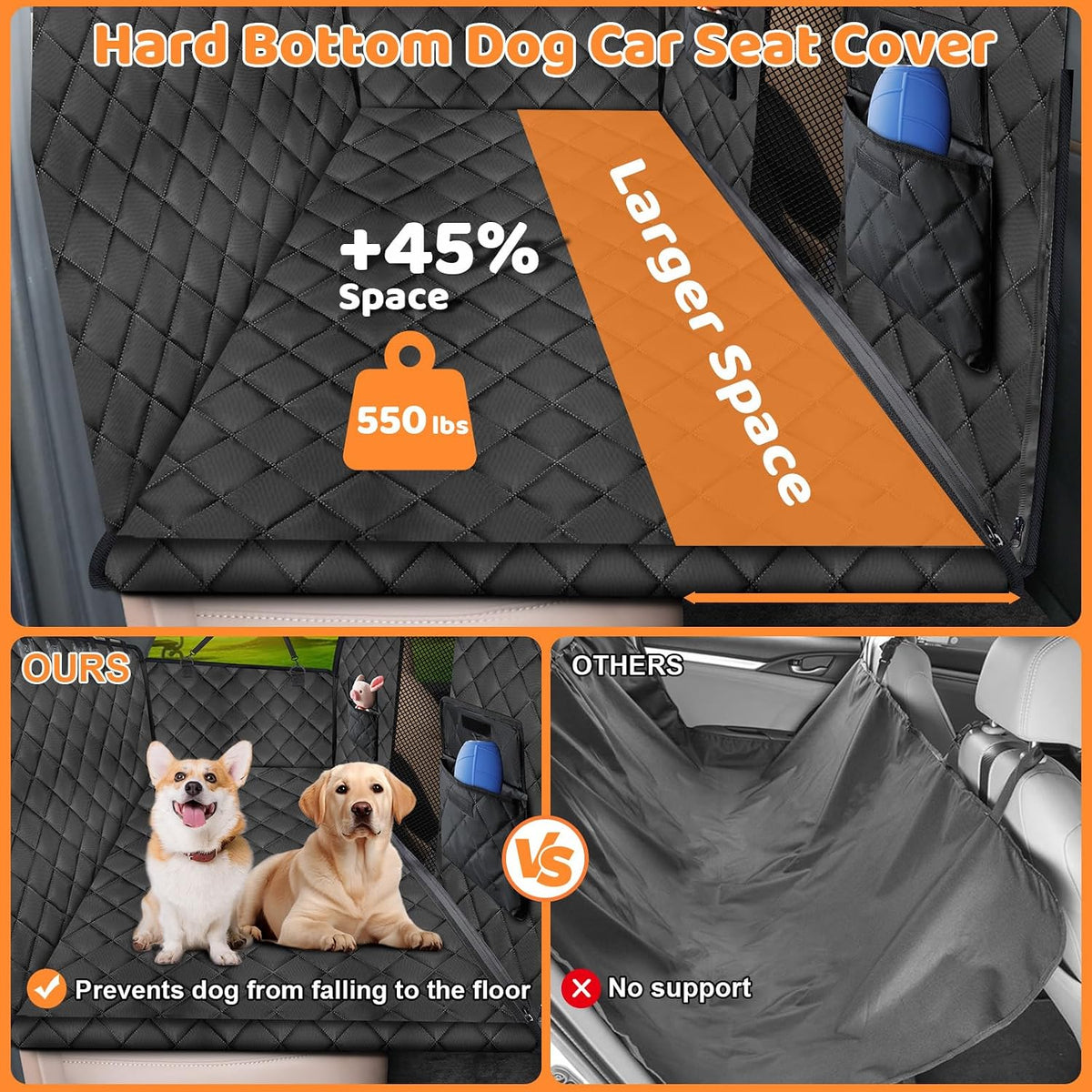 URPOWER Back Seat Extender for Dogs - Dark Black / M - Cars / Full Size SUVs - image 2