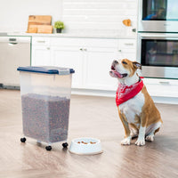 IRIS USA Airtight Pet Food Storage Rolling Container - 38 lbs / Navy - image 2