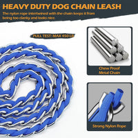 Chain Dog Leash, Bite-Proof Metal Leash - Blue / 4FT(30-80lb) - image 4