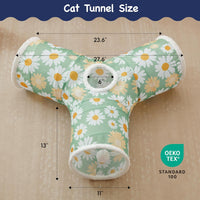 Tempcore Cat Tunnel, 3-Way Collapsible Toy for Indoor Cats - Daisy Green Printed / Small - image 2