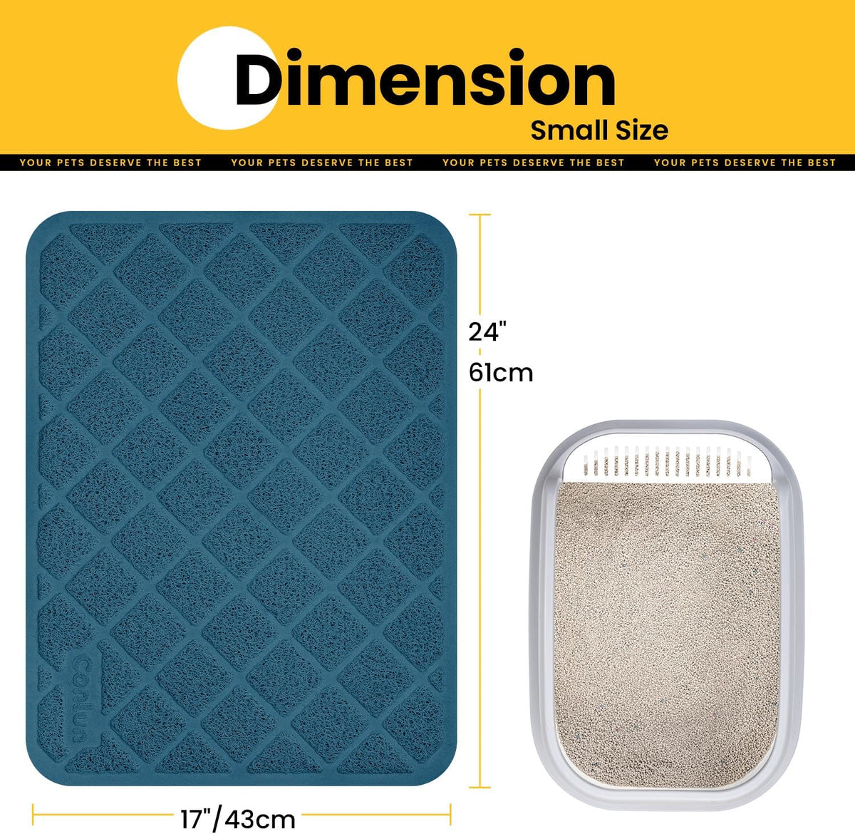 Conlun Cat Litter Mat Litter Trapping Mat - Navy / Small (24" x 17") - image 2