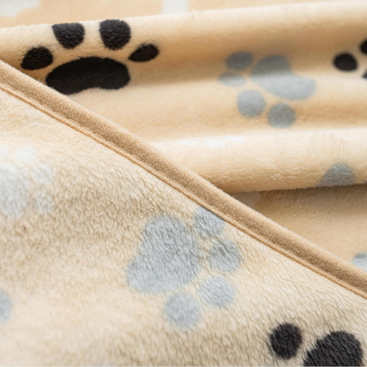 Dog Blanket Paw Bone Pattern 1 Pack 2 Super Soft Warm Flannel Sofa - 60*50 inch (Pack of 2) / Beige|paw Bone - image 3