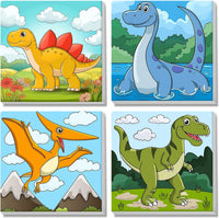 MISCER paint by numbers 4-pack with framed 8x8 inch landscape canvases, acrylic paints and brushes - view 4