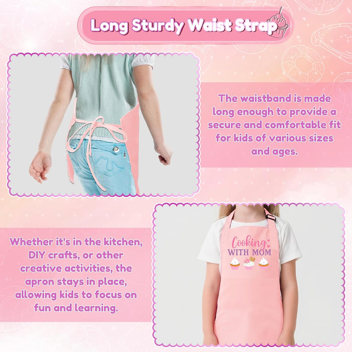 R HORSE Kid Apron and Chef Hat Set - Pink Cooking - image 4