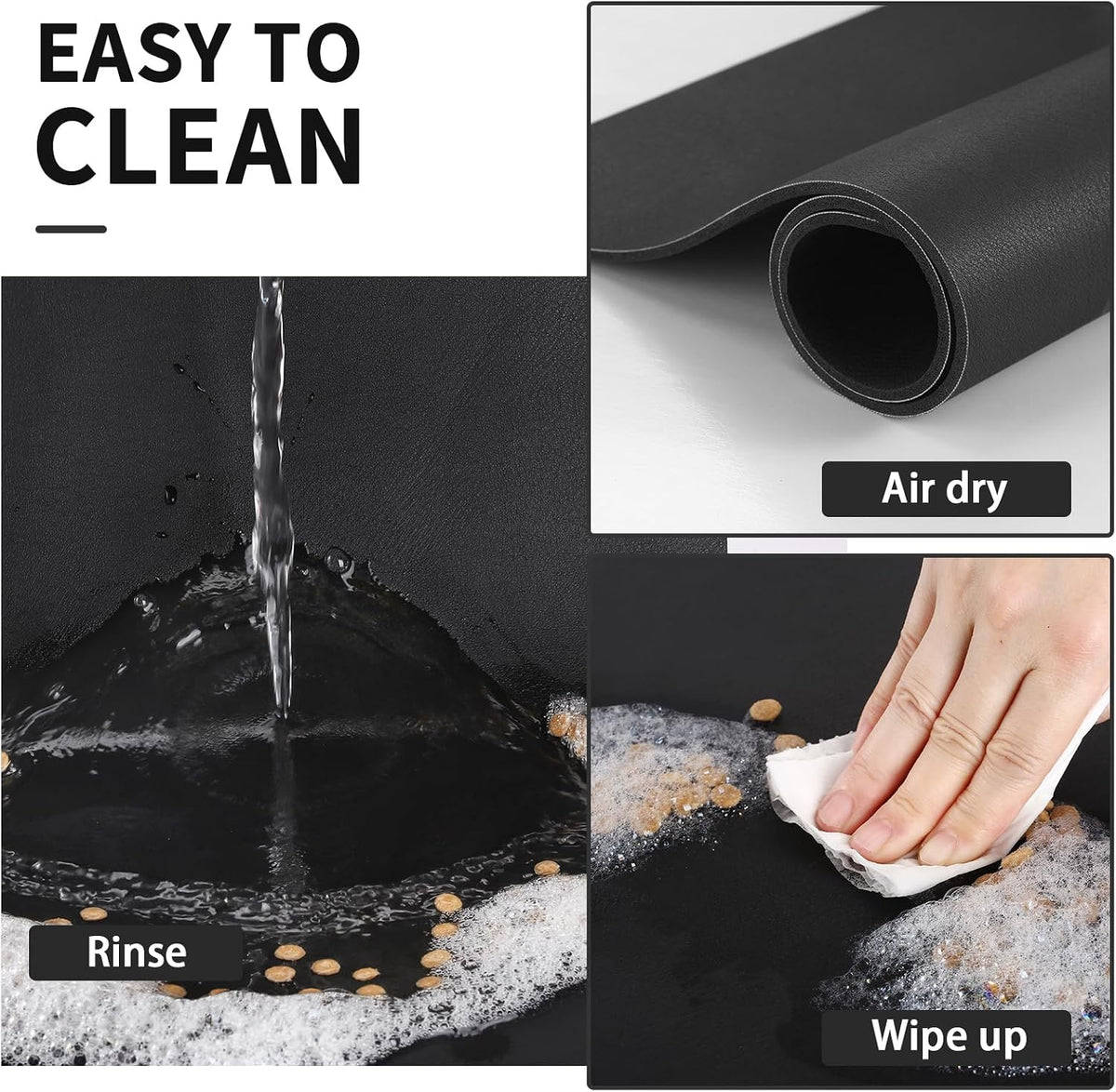 HotLive Dog Food Mat, Absorbent Cat Mat for Food and Water - Paw Black / 24"L x 16"W - image 3