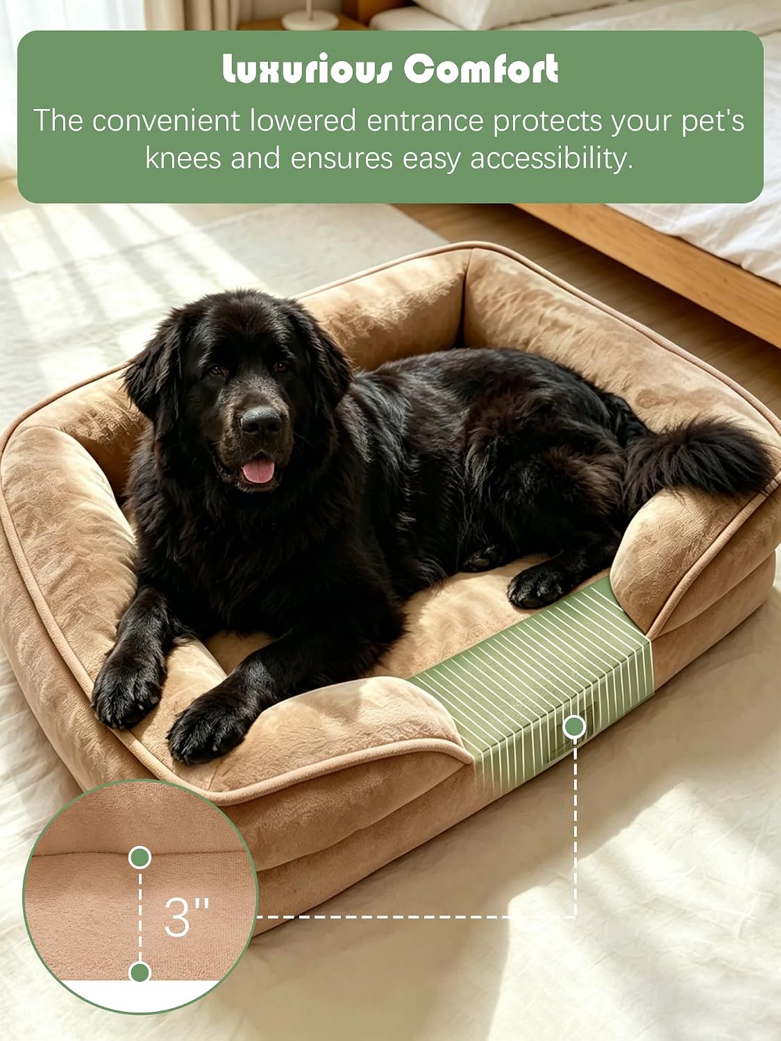 Spotted Play Orthopedic Dog Bed with Sides - Brown / 53.0"L x 42.0"W x 8.0"Th - image 3