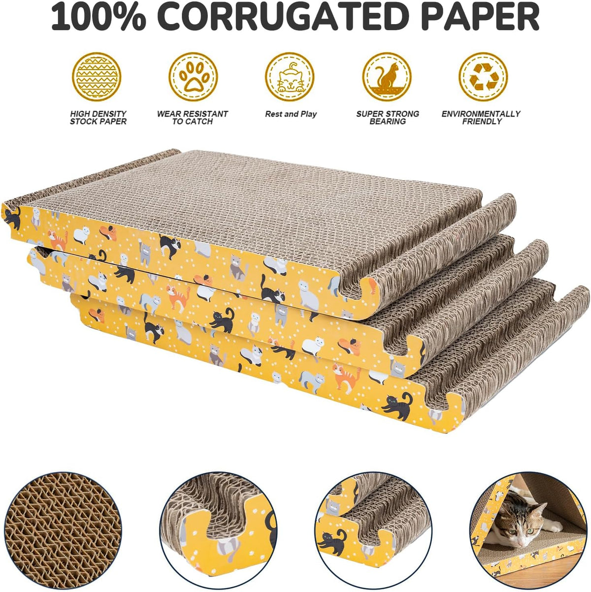Cat Scratcher Cat Scratching Board, Foldable, Triangle - Orange - image 3