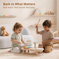 Promise Babe wooden drum set for toddlers with xylophone, cymbals and wind chime - view 4