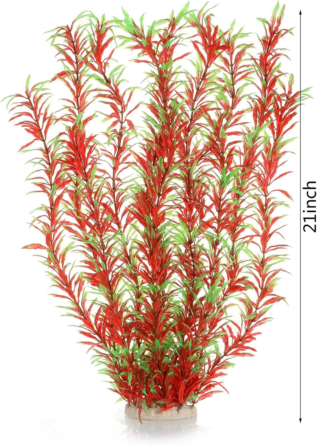 Aquarium Decor Plastic Plants Extra Large 21 Inches Artificial Plants – Essentials for Fish - Wine 2pcs - image 2