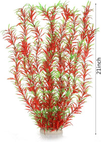 JIHAQUA Aquarium Decor Plastic Plants Extra Large 21 Inches Artificial Fish Tank Plants Tall Fish Tank Decorations (Wine 2pcs)