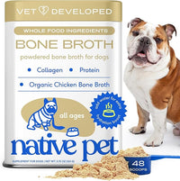 Native Pet Bone Broth for Dogs and Cats - Chicken Bone Broth Powder Dog Food Toppers for Picky Eaters - Provides Extra Nutrition for Joint Strength, Immune Support & Heart Health - 48 Scoops