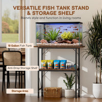 5-10 Gallon Fish Tank Stand with Storage Shelves - Rustic Brown / 30 Gallon-2 Tier - image 4