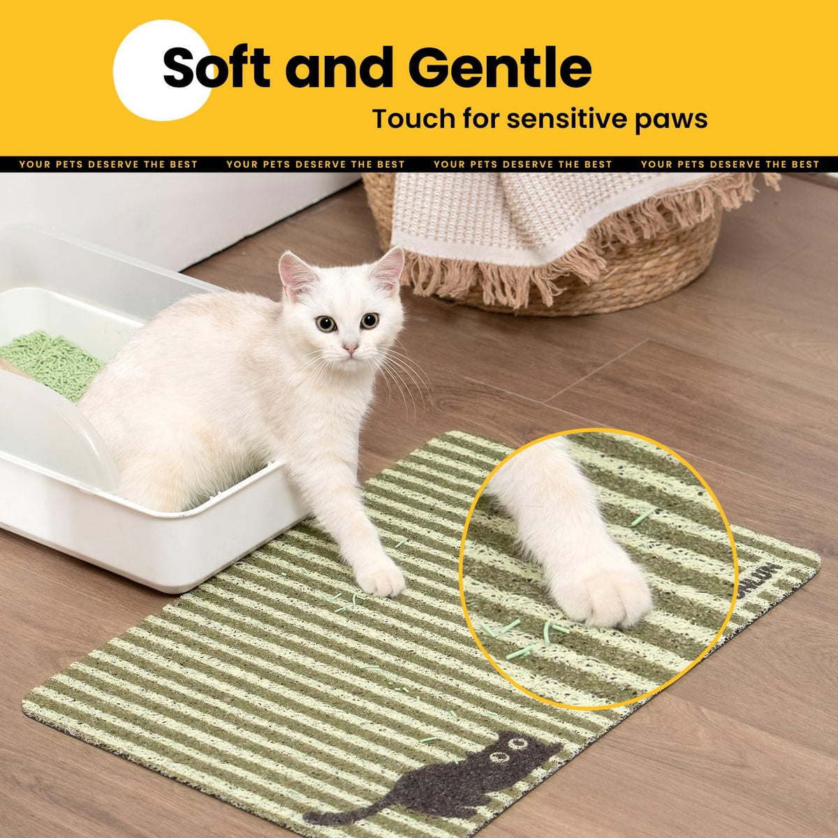 Conlun Cat Litter Mat Litter Trapping Mat - Green Stripe - image 4