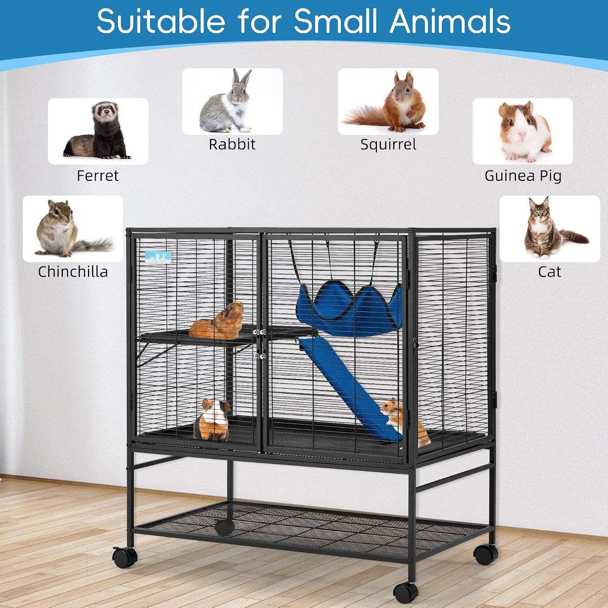 HABUTWAY 36.5''H Large Metal Rolling Ferrets Cage - 36.0"L x 23.0"W x 39.0"H - image 4