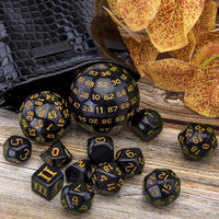 AUSTOR 15 Pieces Complete Polyhedral Dice Set D3-D100 Game Dice Set – Fun for Kids & Family - Black & Yellow - image 4