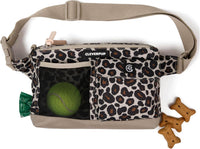 Cleverpup Walk & Train 2-in-1 Dog Walking Bag, Hands-Free - Leopard