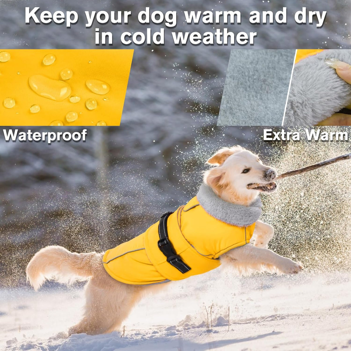Dog Coats for Large Dogs Waterproof Dog Jacket with Adjustable Fit – Essentials for Dogs - 2XL / Yellow - image 2