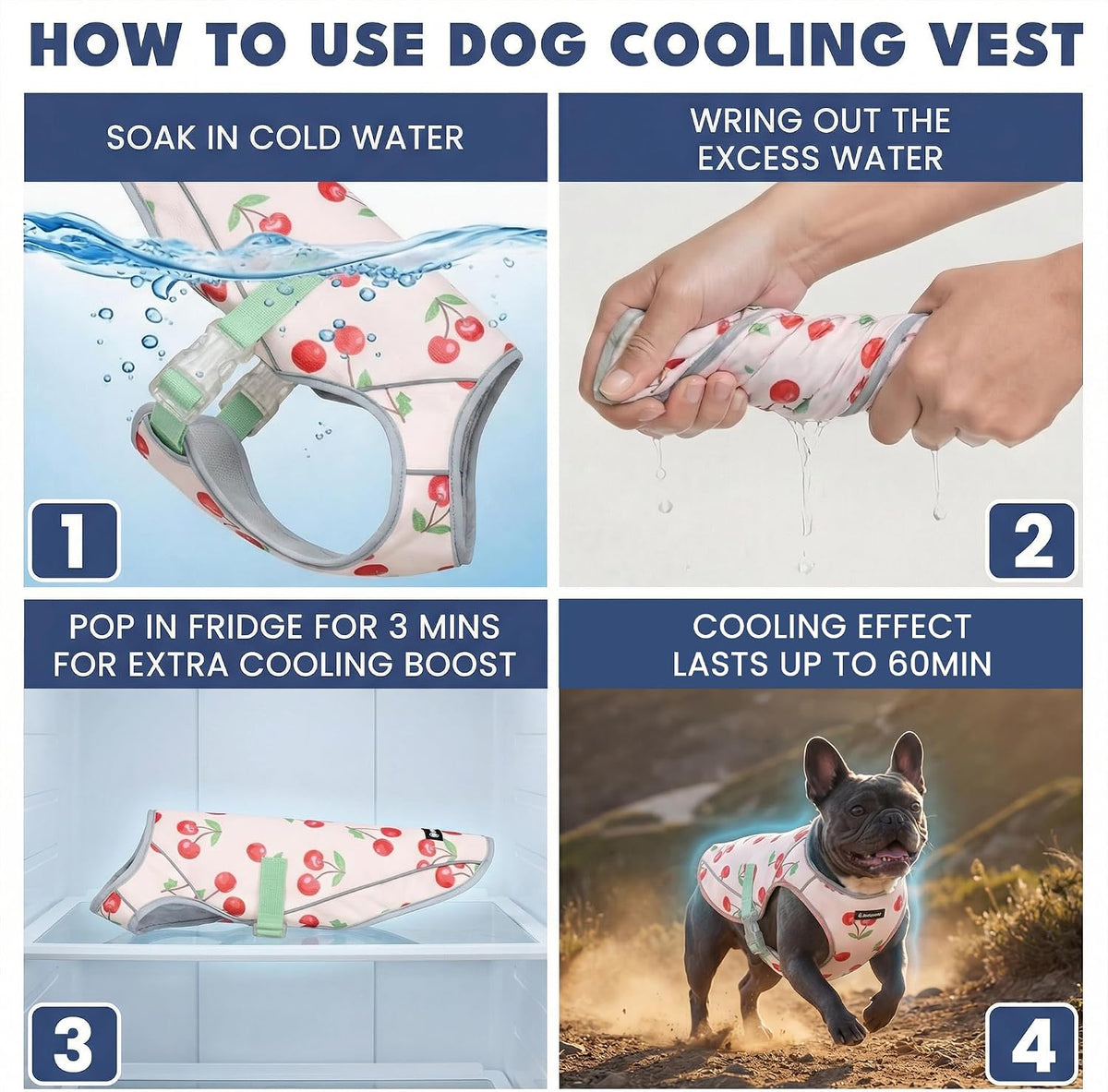 Spark Paws Dog Cooling Vest, Evaporative Summer Cooling - Cherries / XX-Large - image 3