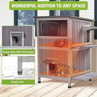 GUTINNEEN Outdoor Heated Cat House for Winter, Weatherproof Wooden Feral Cat Shelter with Escape Door, Heating Pad & Removable Mat(AIR14-Heated)