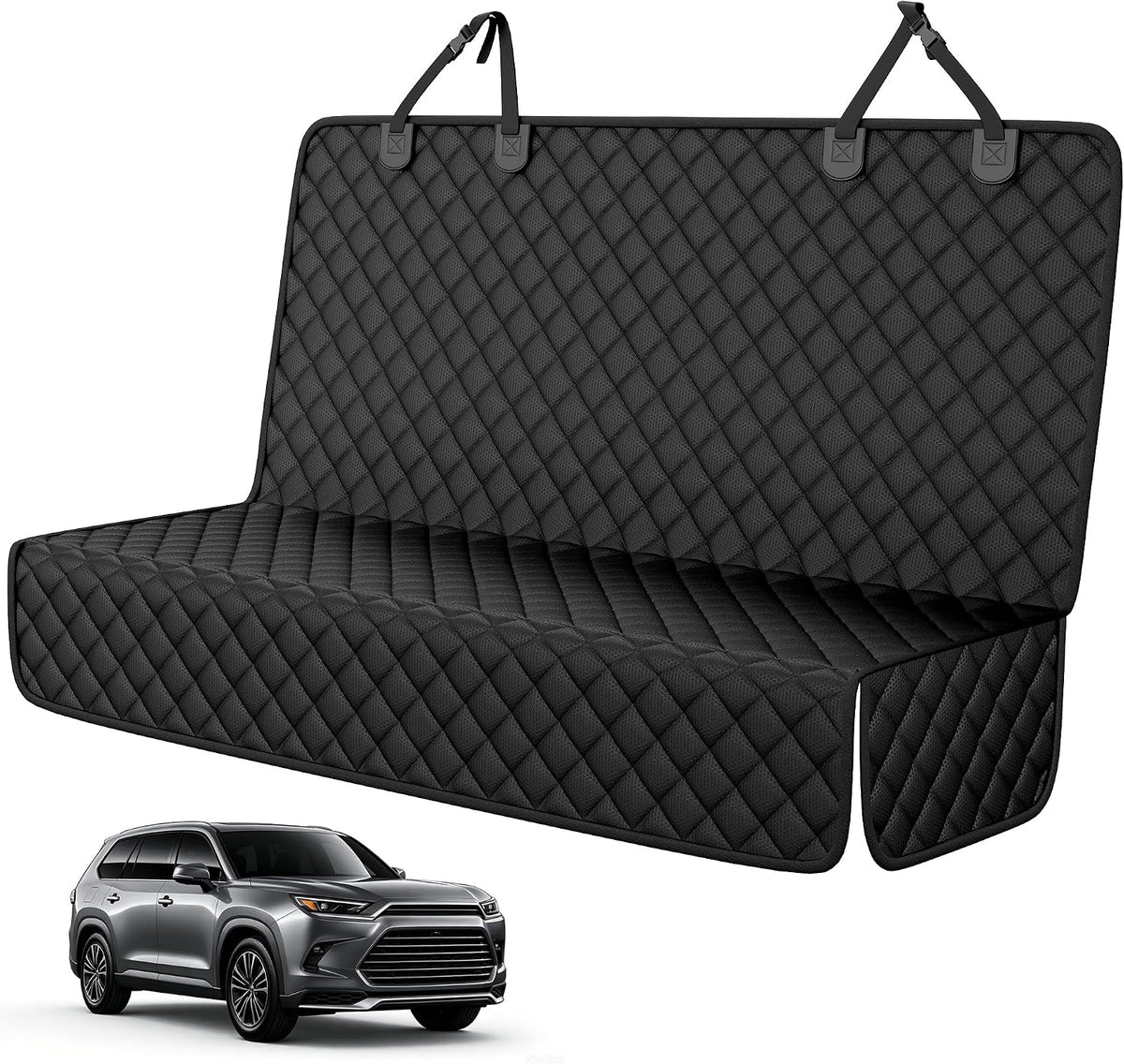 Waterproof Scratchproof Pet Bench Seat Covers for Cars, SUVs – Essentials for Dogs - black / X-Large-56"W