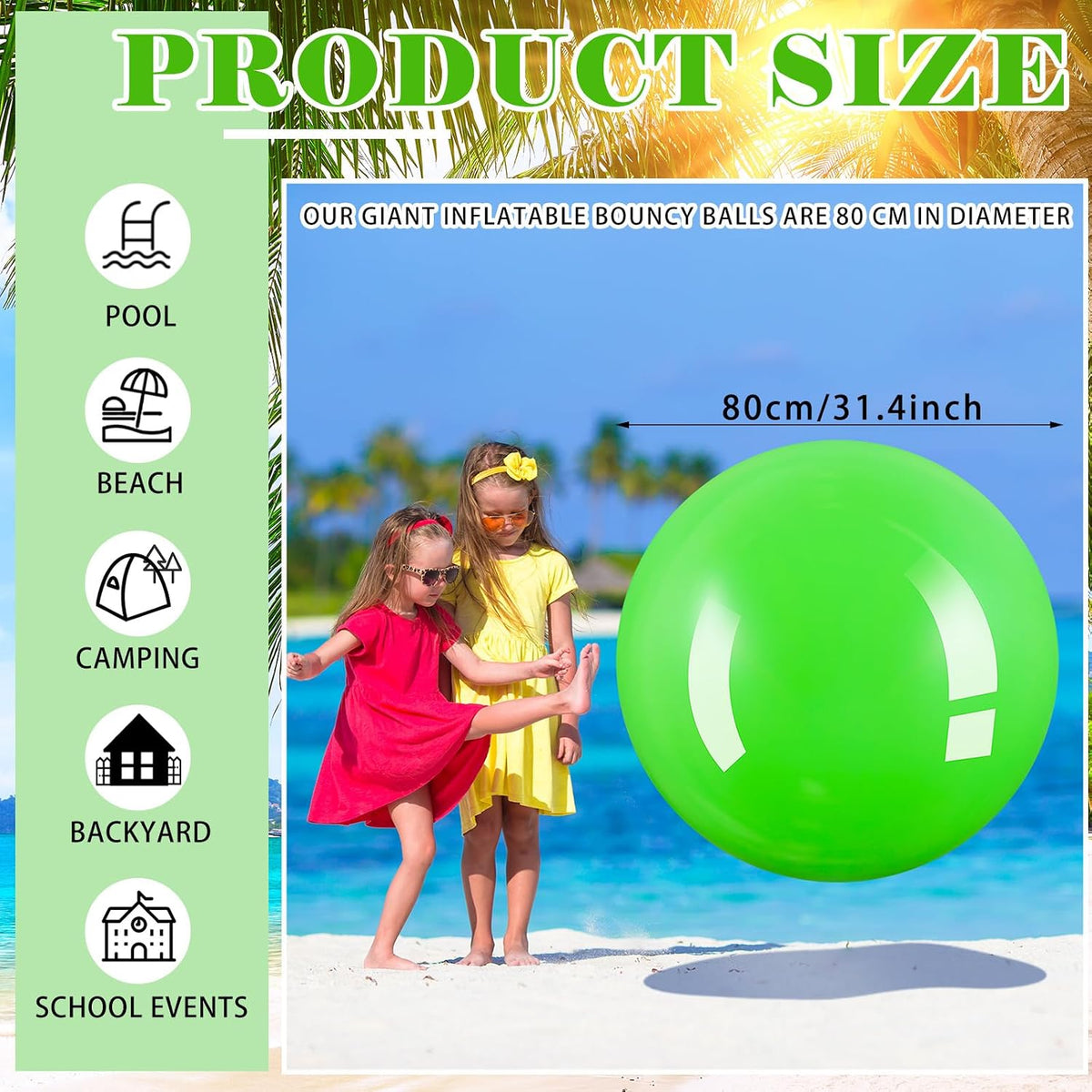 Jenaai giant inflatable bouncy balls in red and blue, 30 inches across - view 27