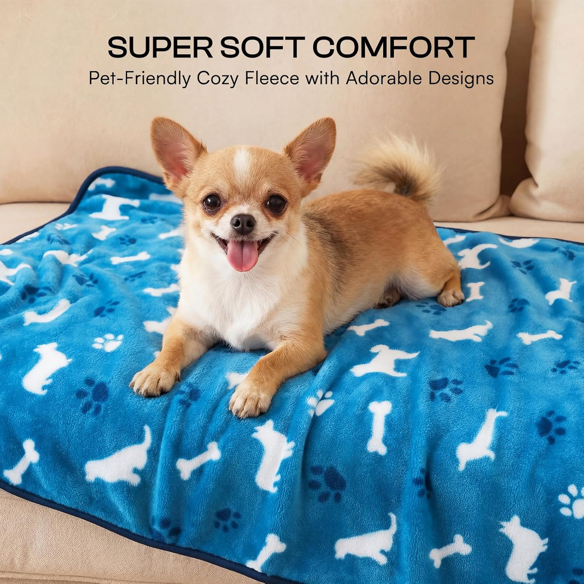 Luciphia Dog Blanket 3 Pack - 23x16 inch (Pack of 3) / Blue/Khaki/Gray - image 3