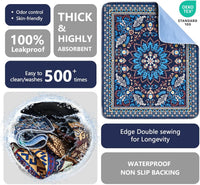 Washable Pee Pads, Super Absorbent Puppy Pads - Blue Medallion / 72"*72"(Pack of 1) - image 4