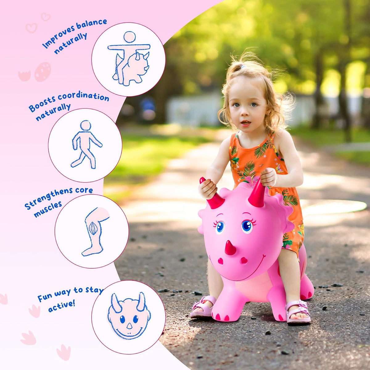 ZOOJOY Inflatable Horse Hopping Toy - Pink Dinosaur - image 4