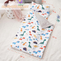 Bunnikins & Clover Toddler Nap Mat with Removable Pillow - Dinosaur White - image 3