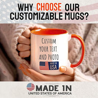 Custom Mug Upload Your Picture Personalized Coffee Mug with Photo Text Name Customized Cup Unique Ideas Gifts for Men Women Mom Dad Girlfriend Boyfriend Friend Family (Orange, 15oz)