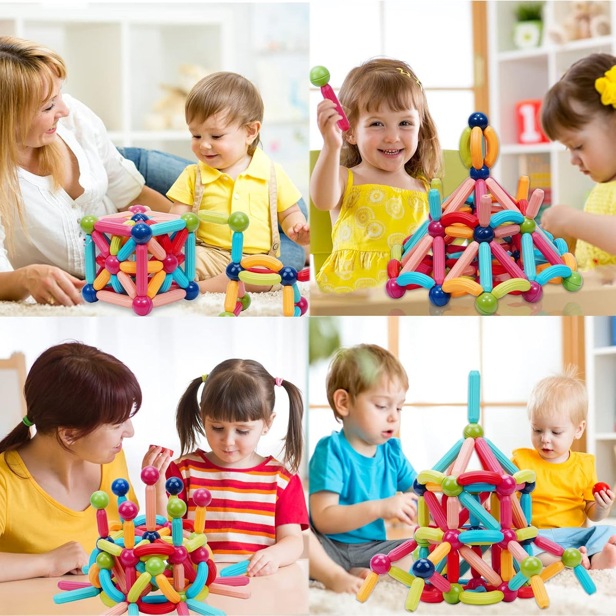COUOMOXA Magnetic Building Blocks STEM for Toddlers: 74pcs Montessori - 132 PCS - image 4