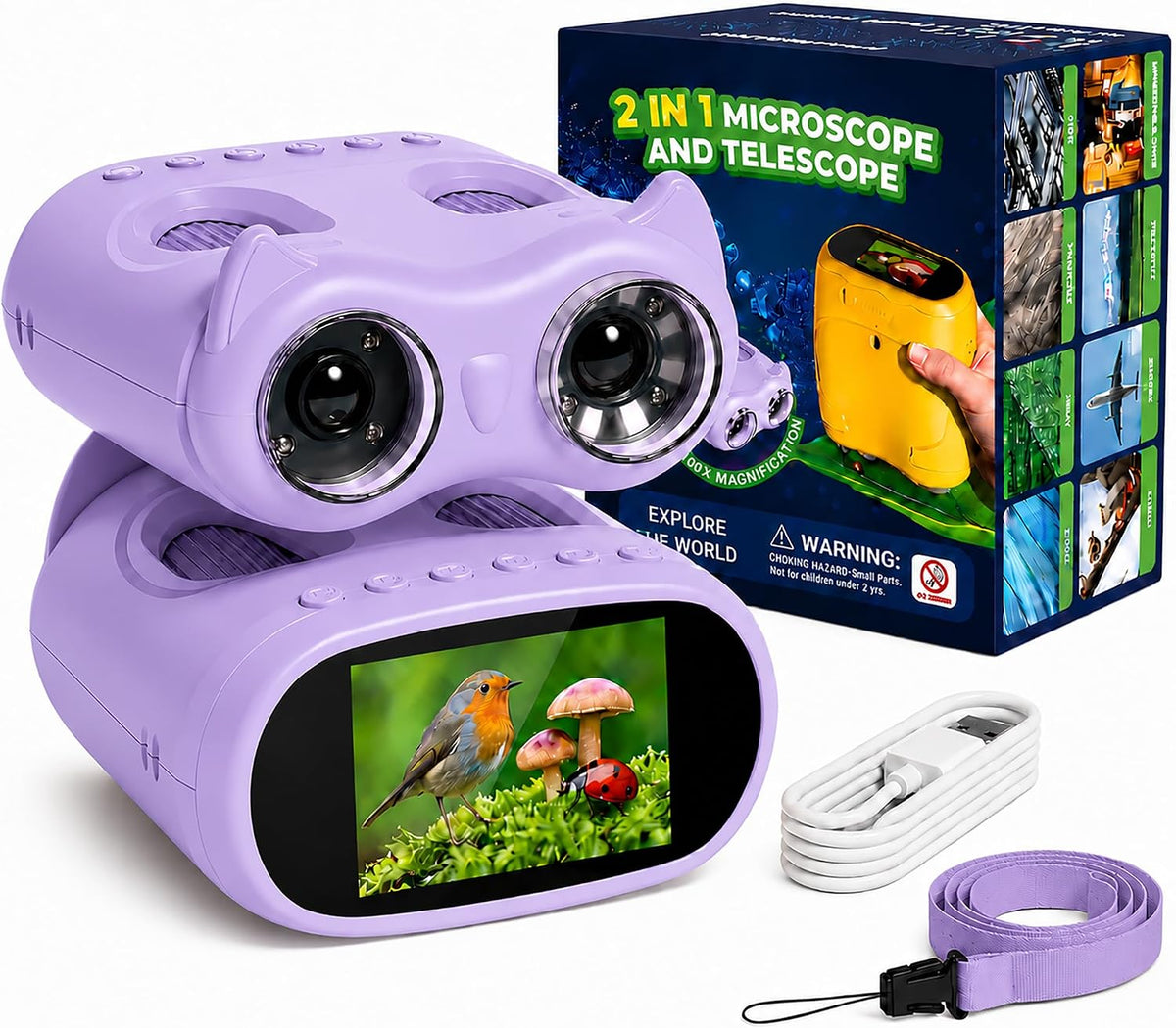 2-in-1 Kids Microscope and Telescope - Purple