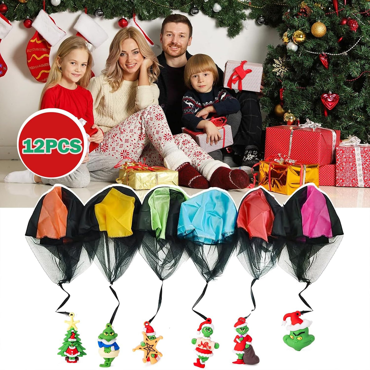 Rdogeia 12 pack Christmas parachute toys for kids with tangle free design - view 3